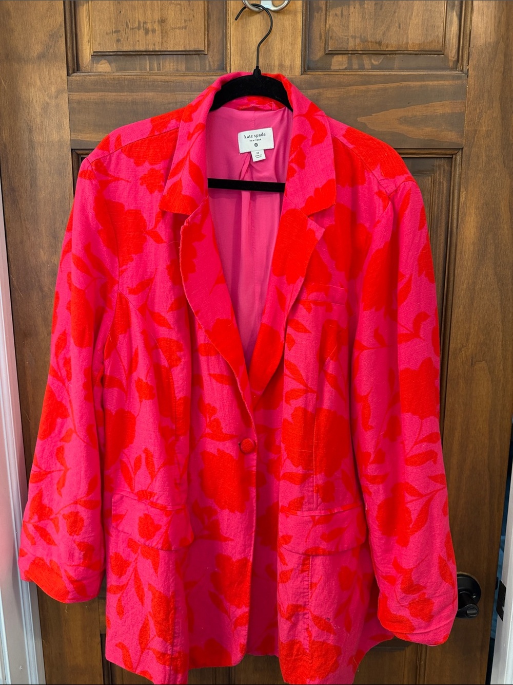 kate spade Bright Pink Blazer with Red Floral Pattern